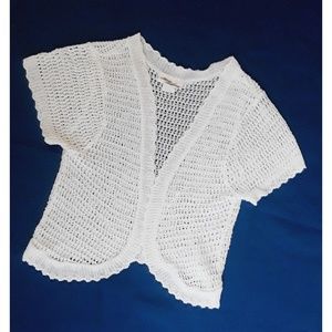 Allison Brittney White Crochet Shrug
